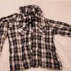 Black and White plaid, light weight Zipper hoodie